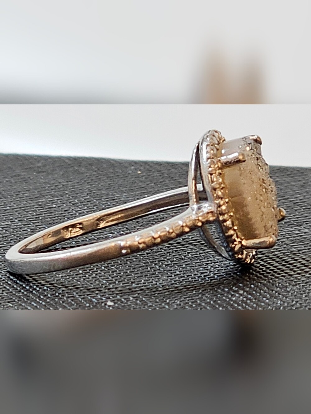 925 STERLING SILVER with Druzy Stone Ring SZ 4.75